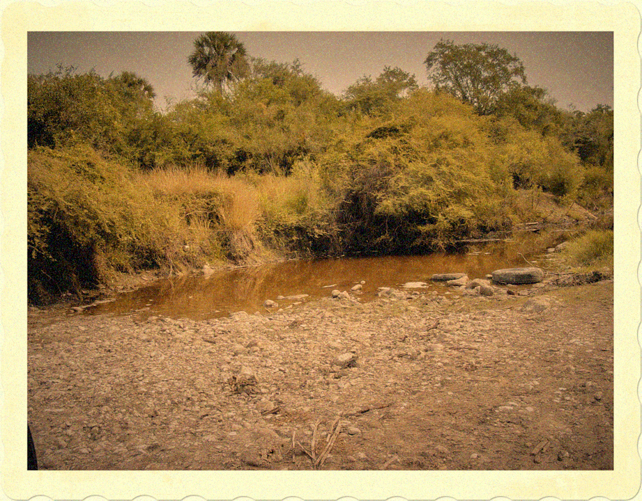 Vintage photo of dry river bed in Mexico