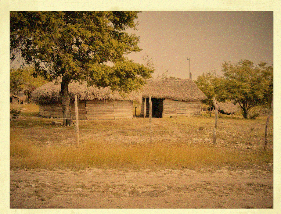 Vintage photo of village hut in Mexico